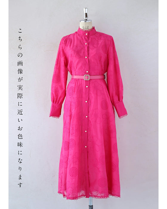 春一番。私が始まるとっておき花刺繍ロングワンピース(ベルト付き)