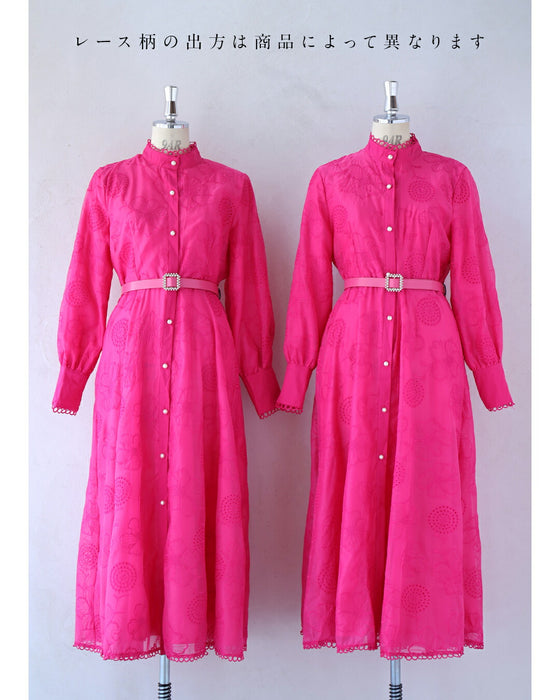 春一番。私が始まるとっておき花刺繍ロングワンピース(ベルト付き)