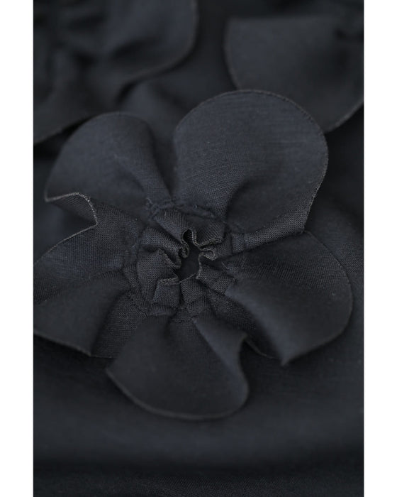 ひらひら花コサージュのストレッチ素材ロングワンピース