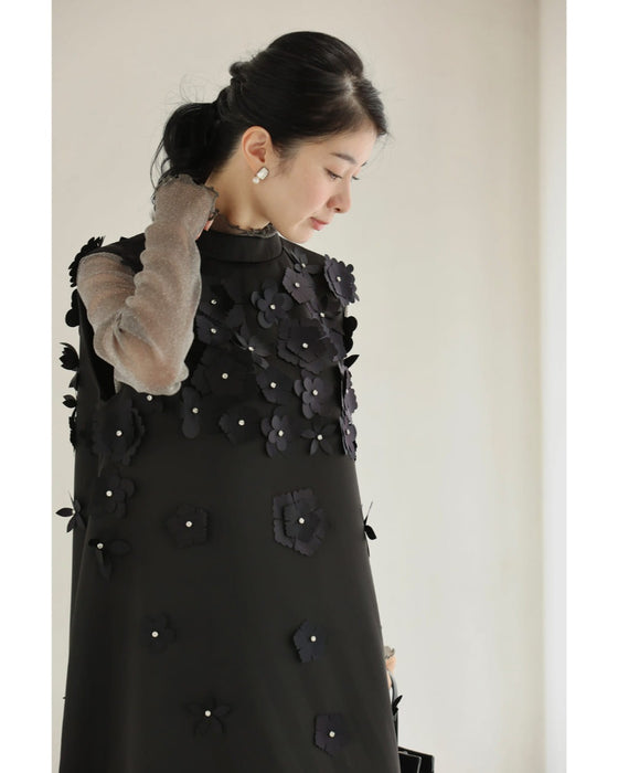 浮かぶ花のブルーミングミニワンピース