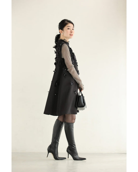 浮かぶ花のブルーミングミニワンピース