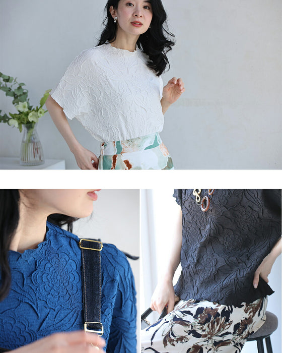 ゆったり「楽」 彫刻花ドルマントップス