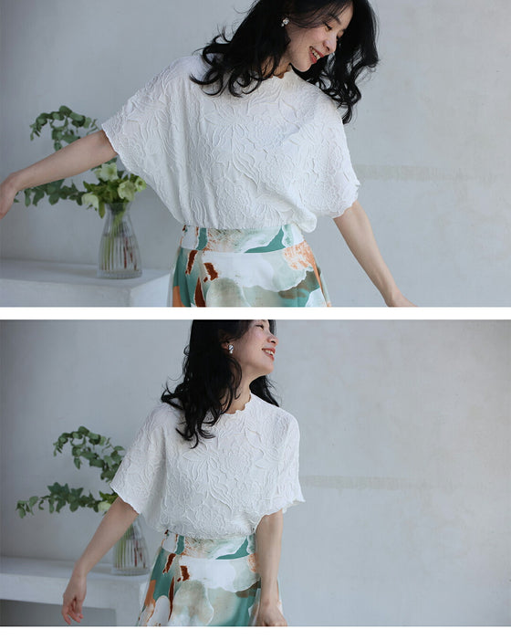 ゆったり「楽」 彫刻花ドルマントップス