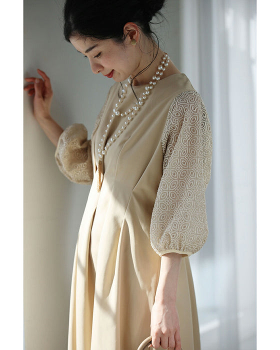 チェーンフリンジ揺れる2連パールネックレス