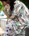 季節を彩る花集めティアードロングワンピース（紐リボン付き）