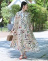 季節を彩る花集めティアードロングワンピース（紐リボン付き）