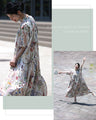 季節を彩る花集めティアードロングワンピース（紐リボン付き）