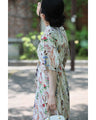 季節を彩る花集めティアードロングワンピース（紐リボン付き）