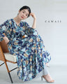 私を包み込む花のティアードミディアムワンピース