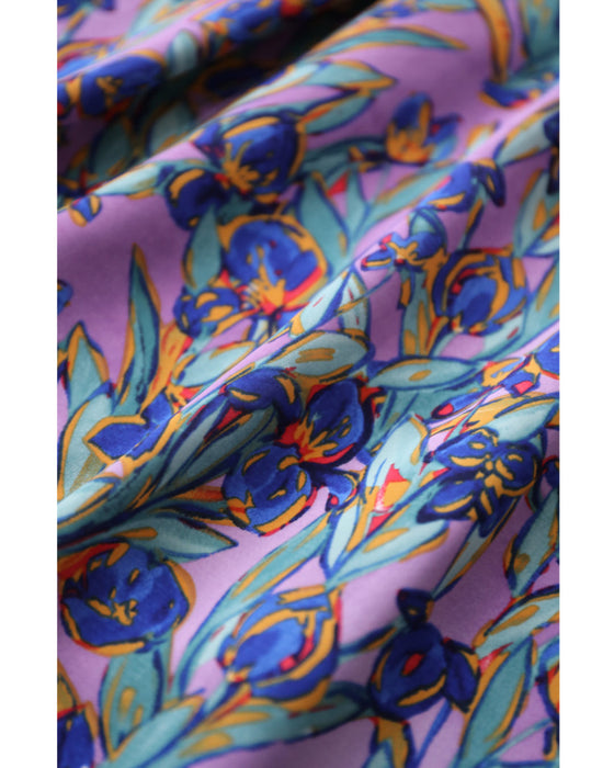 鮮やかに描いた花のシャーリングミディアムワンピース