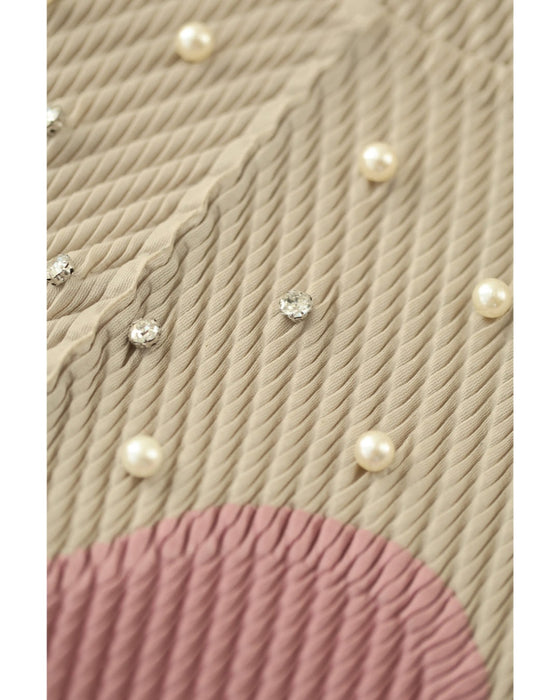 裾に揺れるフリンジの波うつバイカラーミディアムワンピース