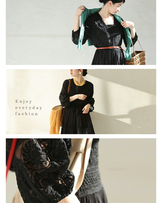 南国巡る 花刺繍ワンピース