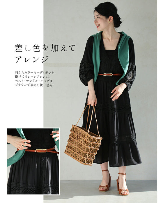 南国巡る 花刺繍ワンピース