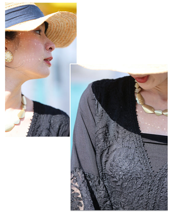 南国巡る 花刺繍ワンピース