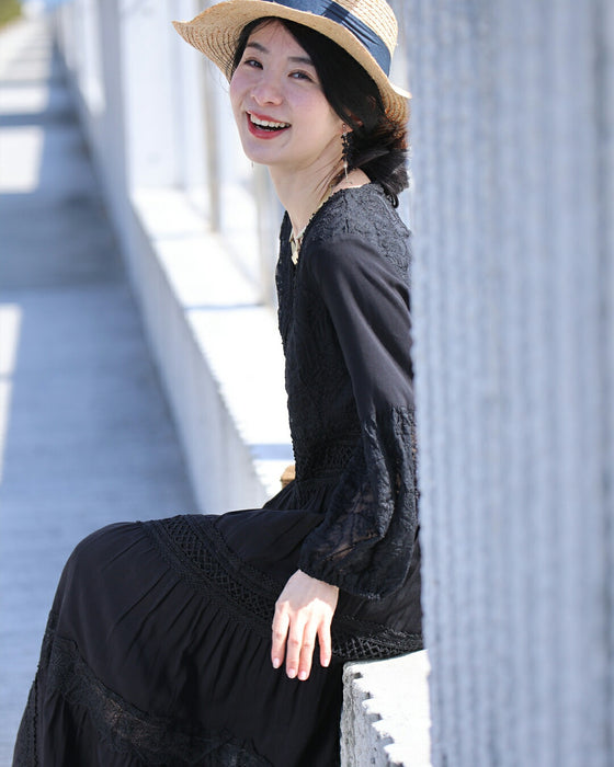 南国巡る 花刺繍ワンピース