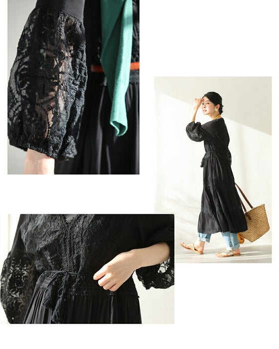 南国巡る 花刺繍ワンピース