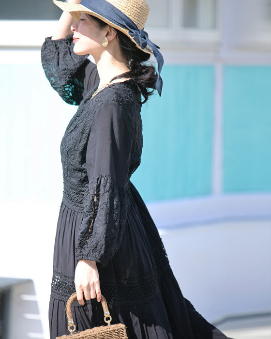 南国巡る 花刺繍ワンピース