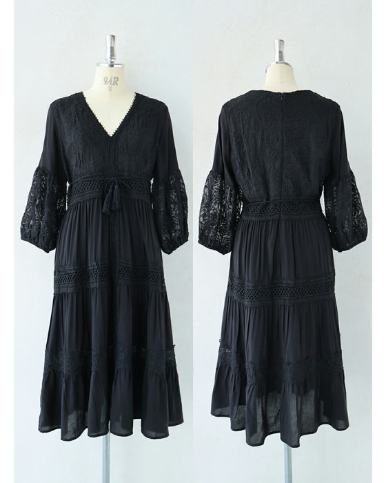 南国巡る 花刺繍ワンピース