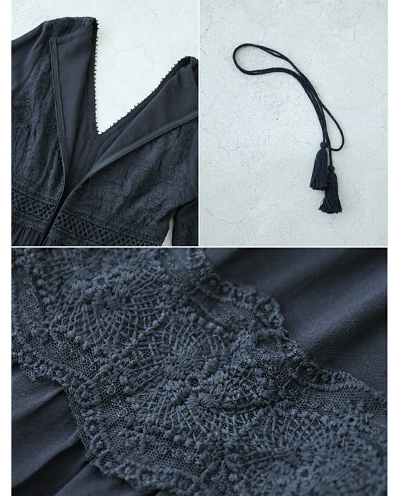 南国巡る 花刺繍ワンピース