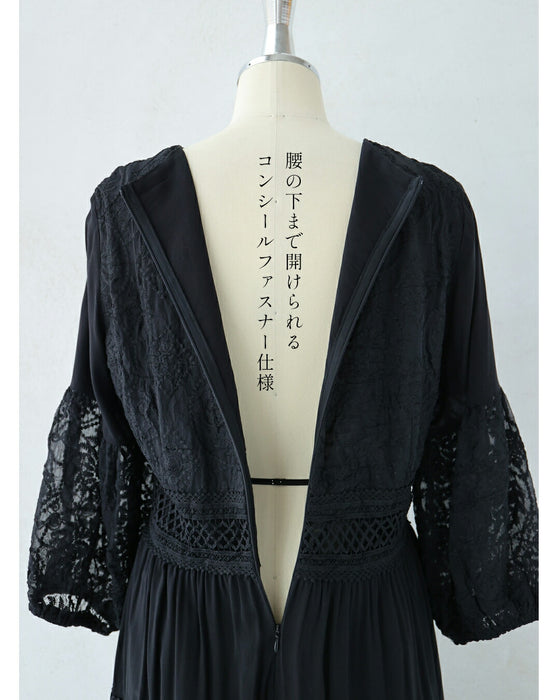 南国巡る 花刺繍ワンピース