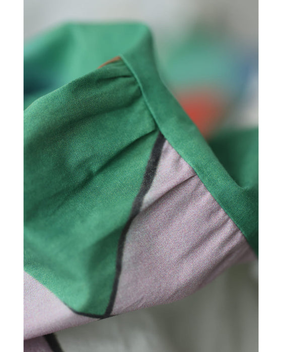 アートなテキスタイルのウエストリボンロングワンピース