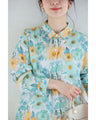 涼しく柔らかな花の水彩画シャツトップス