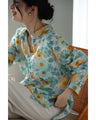涼しく柔らかな花の水彩画シャツトップス