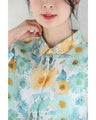 涼しく柔らかな花の水彩画シャツトップス