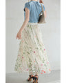 一面に広がる花刺繍チュールミディアムスカート