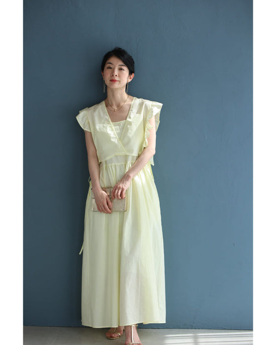 サイドリボンブラウスとキャミワンピースの2点セット【set】