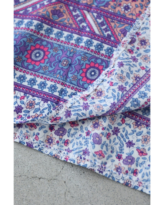 可愛らしい小花柄のウエストシャーリングXラインロングワンピース