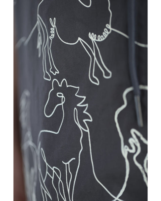 シルクロードを渡る動物の刺繍風ブラウストップス