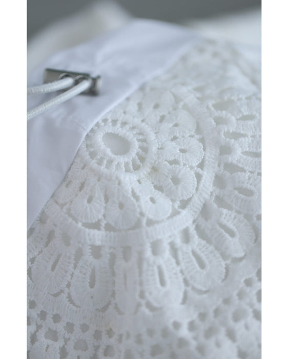 前後異素材の扇花レースペプラムカットソートップス