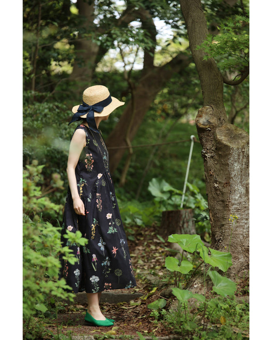 ウエストカーブ切り替えの花図鑑ミディアムワンピース