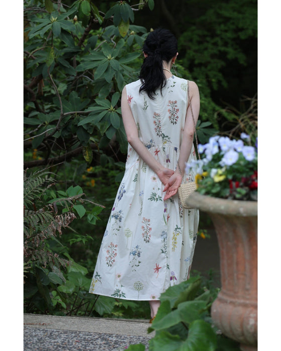 ウエストカーブ切り替えの花図鑑ミディアムワンピース