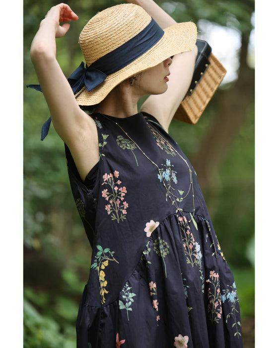 ウエストカーブ切り替えの花図鑑ミディアムワンピース