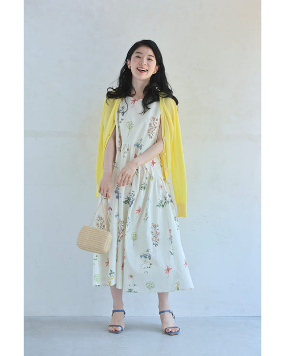 ウエストカーブ切り替えの花図鑑ミディアムワンピース