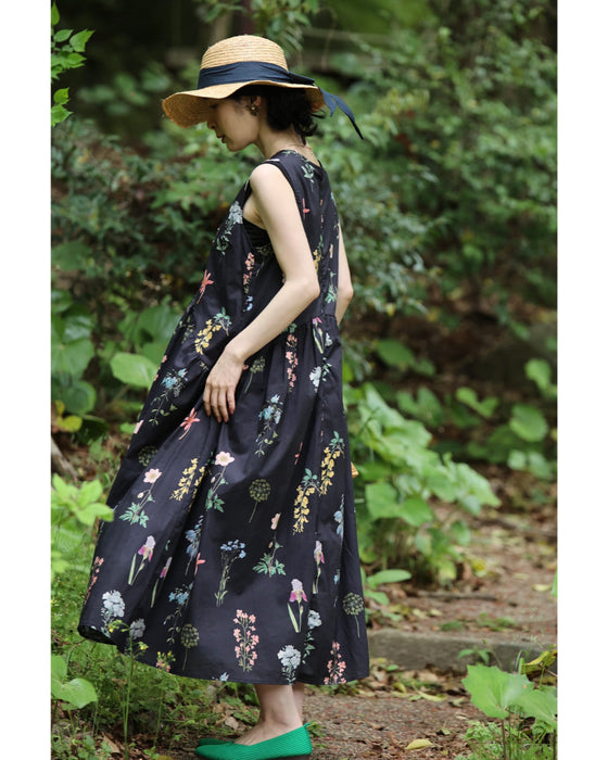 ウエストカーブ切り替えの花図鑑ミディアムワンピース