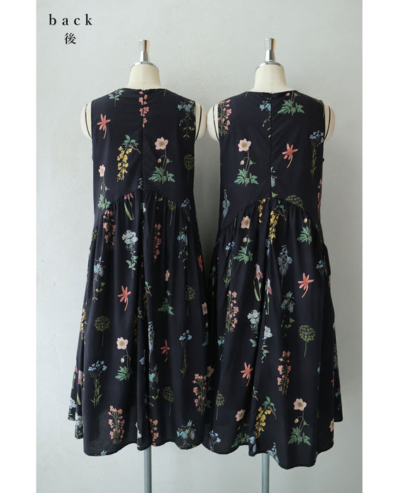 ウエストカーブ切り替えの花図鑑ミディアムワンピース