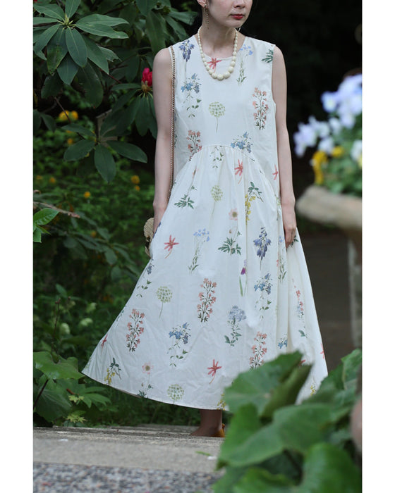 ウエストカーブ切り替えの花図鑑ミディアムワンピース