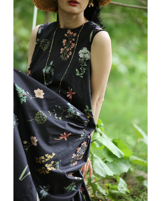 ウエストカーブ切り替えの花図鑑ミディアムワンピース