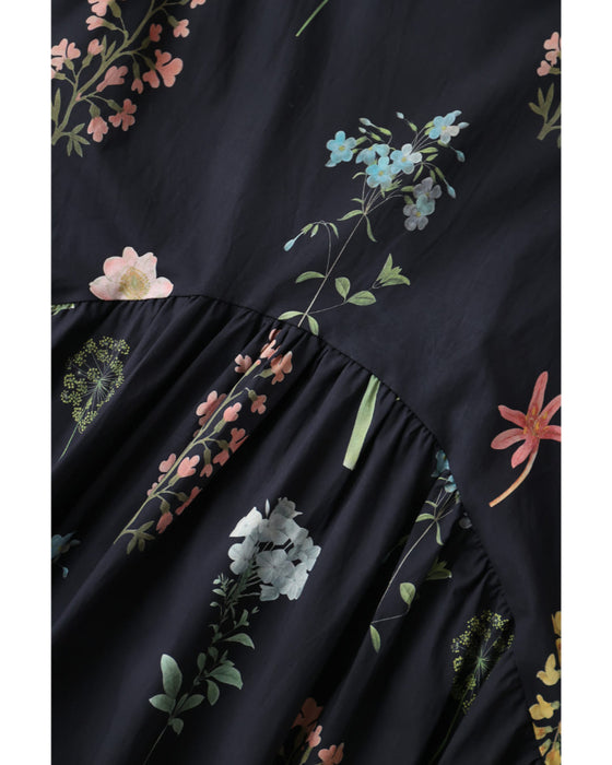 ウエストカーブ切り替えの花図鑑ミディアムワンピース