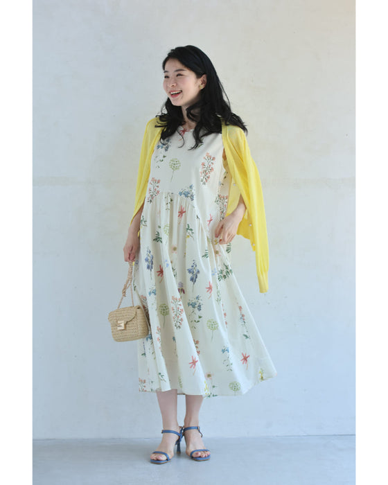 ウエストカーブ切り替えの花図鑑ミディアムワンピース