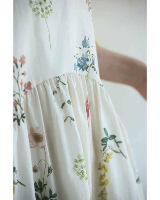 ウエストカーブ切り替えの花図鑑ミディアムワンピース