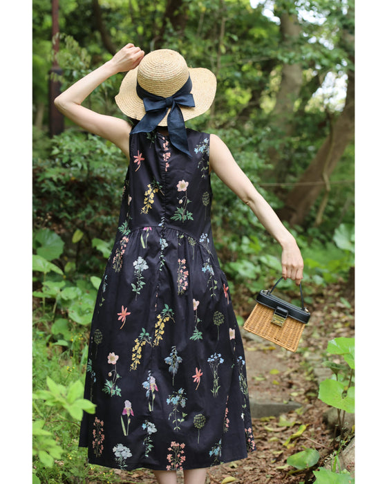 ウエストカーブ切り替えの花図鑑ミディアムワンピース