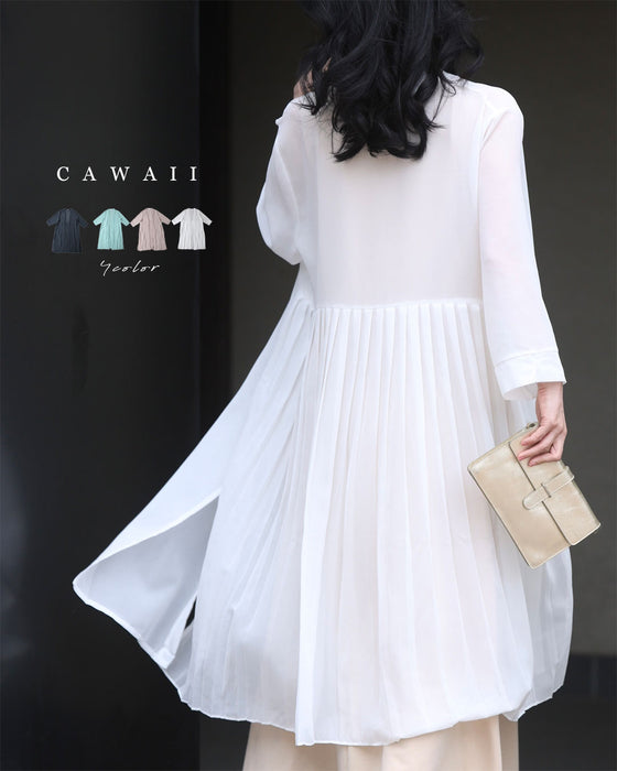 夏の装いに柔らかな揺らめき。バックプリーツシアーカーディガン