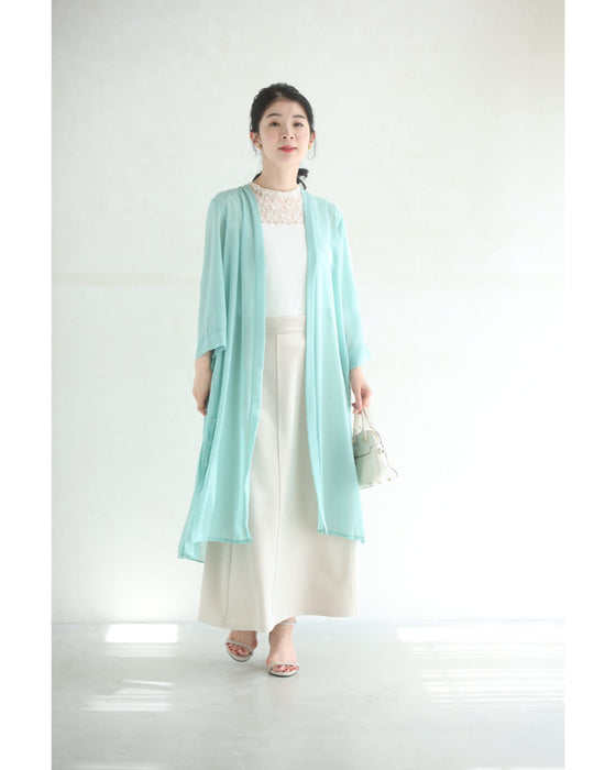 夏の装いに柔らかな揺らめき。バックプリーツシアーカーディガン