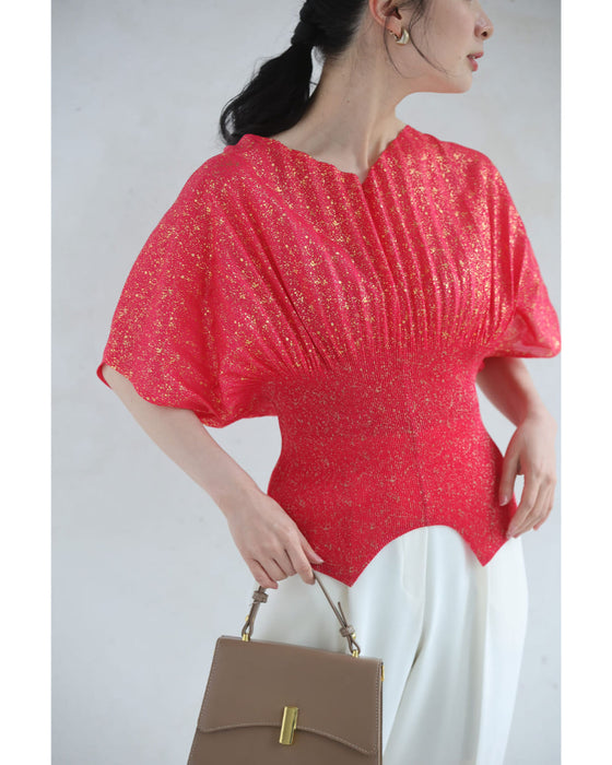 プリーツカットソーと花咲くチューブトップワンピースの2点セット【set】