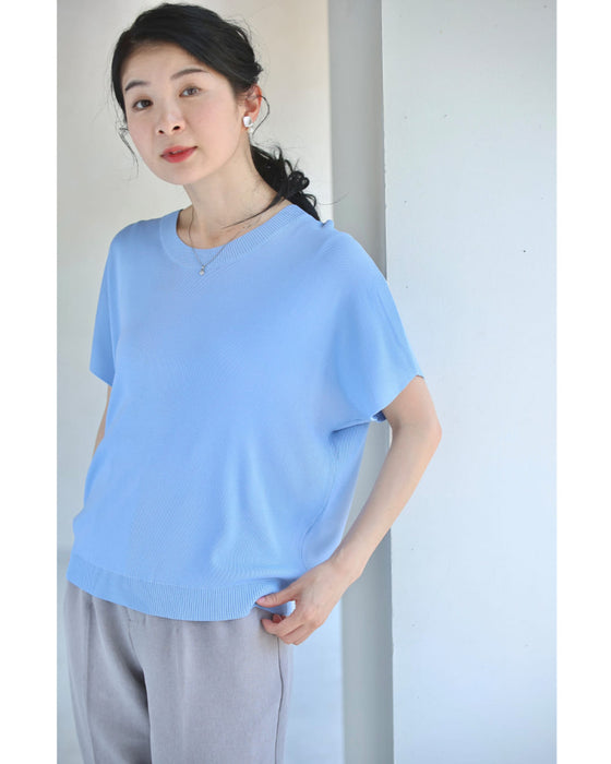 パステルカラーのベーシックニットカットソートップス
