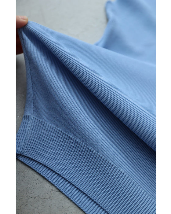 パステルカラーのベーシックニットカットソートップス